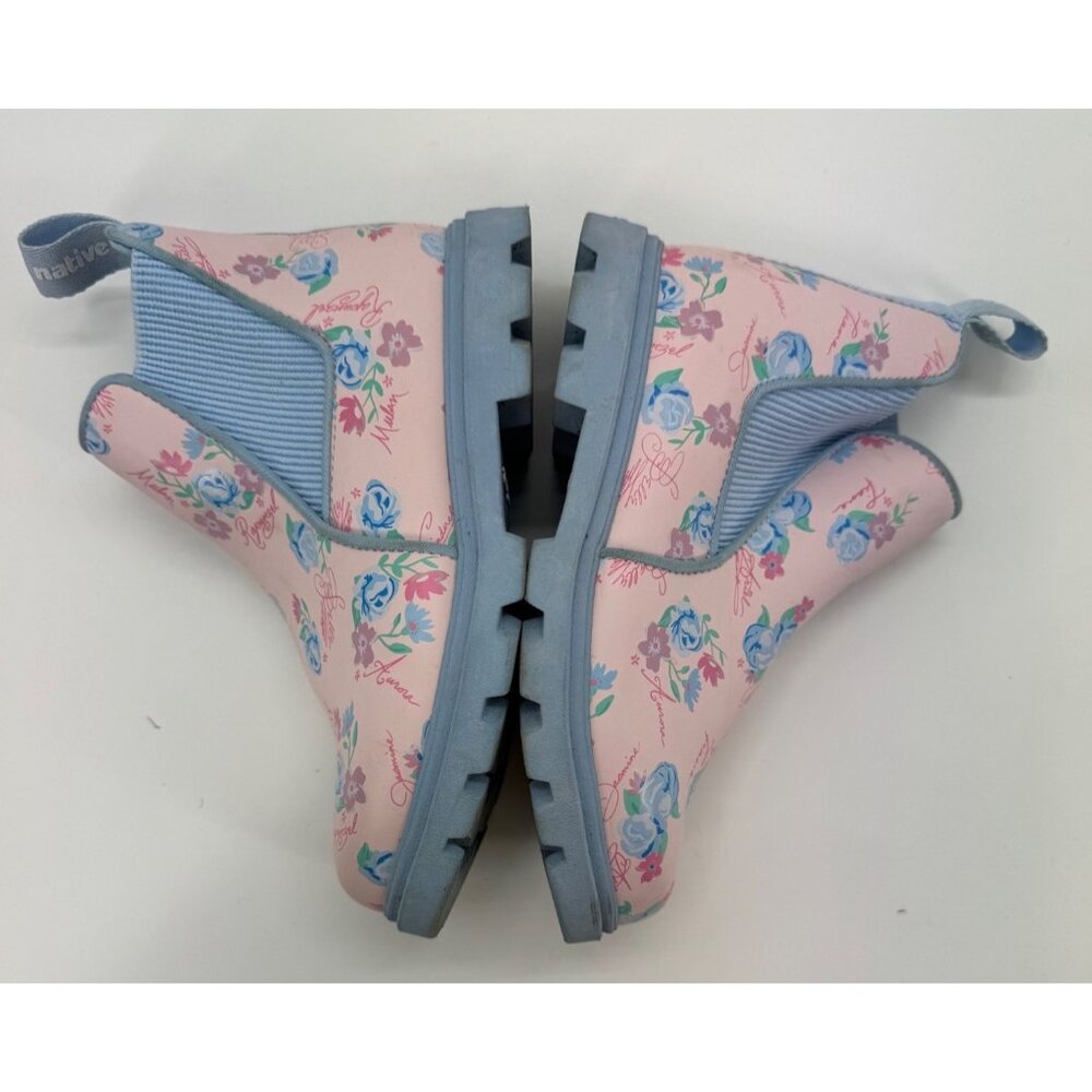 Disney X Native Kids Pink & Blue Floral Princess Rain Boots size 1 - Picture 10 of 12